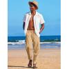 COOFANDY Men’s Linen Harem Drawstring Pants Casual Elastic Waist Lightweight Trouser Hippie Summer Beach Yoga Pants(Light Tan)