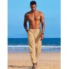 COOFANDY Men’s Linen Harem Drawstring Pants Casual Elastic Waist Lightweight Trouser Hippie Summer Beach Yoga Pants(Light Tan)