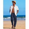 COOFANDY Men’s Linen Harem Drawstring Pants Casual Elastic Waist Lightweight Trouser Hippie Summer Beach Yoga Pants(Navy Blue)