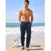COOFANDY Men’s Linen Harem Drawstring Pants Casual Elastic Waist Lightweight Trouser Hippie Summer Beach Yoga Pants(Navy Blue)