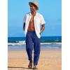 COOFANDY Men’s Linen Harem Drawstring Pants Casual Elastic Waist Lightweight Trouser Hippie Summer Beach Yoga Pants(Royal Blue)