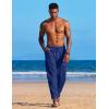 COOFANDY Men’s Linen Harem Drawstring Pants Casual Elastic Waist Lightweight Trouser Hippie Summer Beach Yoga Pants(Royal Blue)