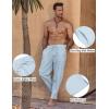 COOFANDY Men’s Linen Harem Drawstring Pants Casual Elastic Waist Lightweight Trouser Hippie Summer Beach Yoga Pants(Sky Blue)