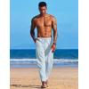 COOFANDY Men’s Linen Harem Drawstring Pants Casual Elastic Waist Lightweight Trouser Hippie Summer Beach Yoga Pants(Sky Blue)