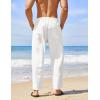 COOFANDY Men’s Linen Harem Drawstring Pants Casual Elastic Waist Lightweight Trouser Hippie Summer Beach Yoga Pants(White)