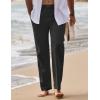 COOFANDY Men’s Linen Pants Casual Loose Fit Beach Summer Yoga Pants Lightweight Drawstring Linen Trousers(Black)