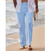 COOFANDY Men’s Linen Pants Casual Loose Fit Beach Summer Yoga Pants Lightweight Drawstring Linen Trousers(Clear Blue)