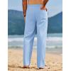 COOFANDY Men’s Linen Pants Casual Loose Fit Beach Summer Yoga Pants Lightweight Drawstring Linen Trousers(Clear Blue)