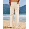 COOFANDY Men’s Linen Pants Casual Loose Fit Beach Summer Yoga Pants Lightweight Drawstring Linen Trousers(Light Beige)