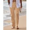 COOFANDY Men’s Linen Pants Casual Loose Fit Beach Summer Yoga Pants Lightweight Drawstring Linen Trousers(Light Tan)