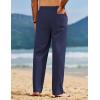 COOFANDY Men’s Linen Pants Casual Loose Fit Beach Summer Yoga Pants Lightweight Drawstring Linen Trousers(Navy Blue)