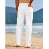 COOFANDY Men’s Linen Pants Casual Loose Fit Beach Summer Yoga Pants Lightweight Drawstring Linen Trousers(White)
