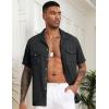 COOFANDY Men’s Linen Short Sleeve Button Down Shirt Casual Cuban Collar Summer Beach Shirts Vacation Essentials(Black)