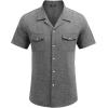 COOFANDY Men’s Linen Short Sleeve Button Down Shirt Casual Cuban Collar Summer Beach Shirts Vacation Essentials(Dark Grey)