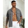 COOFANDY Men’s Linen Short Sleeve Button Down Shirt Casual Cuban Collar Summer Beach Shirts Vacation Essentials(Dark Grey)