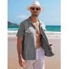 COOFANDY Men’s Linen Short Sleeve Button Down Shirt Casual Cuban Collar Summer Beach Shirts Vacation Essentials(Dark Grey)