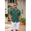 COOFANDY Men’s Linen Short Sleeve Button Down Shirt Casual Cuban Collar Summer Beach Shirts Vacation Essentials(Green)