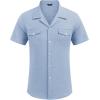 COOFANDY Men’s Linen Short Sleeve Button Down Shirt Casual Cuban Collar Summer Beach Shirts Vacation Essentials(Light Blue)
