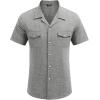 COOFANDY Men’s Linen Short Sleeve Button Down Shirt Casual Cuban Collar Summer Beach Shirts Vacation Essentials(Light Grey)