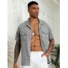 COOFANDY Men’s Linen Short Sleeve Button Down Shirt Casual Cuban Collar Summer Beach Shirts Vacation Essentials(Light Grey)