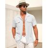 COOFANDY Men’s Linen Short Sleeve Button Down Shirt Casual Cuban Collar Summer Beach Shirts Vacation Essentials(White)