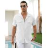 COOFANDY Men’s Linen Short Sleeve Button Down Shirt Casual Cuban Collar Summer Beach Shirts Vacation Essentials(White)