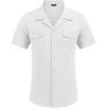 COOFANDY Men’s Linen Short Sleeve Button Down Shirt Casual Cuban Collar Summer Beach Shirts Vacation Essentials(White)