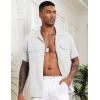 COOFANDY Men’s Linen Short Sleeve Button Down Shirt Casual Cuban Collar Summer Beach Shirts Vacation Essentials(White)
