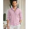 COOFANDY Men’s Long Sleeve Button Down Shirt Casual Untucked Regular-Fit Oxford Dress Shirts(Pink)