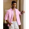 COOFANDY Men’s Long Sleeve Button Down Shirt Casual Untucked Regular-Fit Oxford Dress Shirts(Pink)