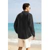 COOFANDY Men’s Long Sleeve Cotton Linen Shirt Beach Button Down Shirts Casual Button Up Shirt Summer Yoga Tops with Pocket(Black)