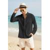 COOFANDY Men’s Long Sleeve Cotton Linen Shirt Beach Button Down Shirts Casual Button Up Shirt Summer Yoga Tops with Pocket(Black)