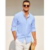 COOFANDY Men’s Long Sleeve Cotton Linen Shirt Beach Button Down Shirts Casual Button Up Shirt Summer Yoga Tops with Pocket(Sky Blue)