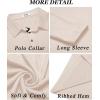 COOFANDY Men’s Long Sleeve Polo Shirt Casual Dress Button Polo T Shirt with Pocket Basic Lightweight Collared Golf Shirt(Apricot)
