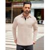 COOFANDY Men’s Long Sleeve Polo Shirt Casual Dress Button Polo T Shirt with Pocket Basic Lightweight Collared Golf Shirt(Apricot)