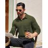 COOFANDY Men’s Long Sleeve Polo Shirt Casual Dress Button Polo T Shirt with Pocket Basic Lightweight Collared Golf Shirt(Army Green)