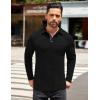 COOFANDY Men’s Long Sleeve Polo Shirt Casual Dress Button Polo T Shirt with Pocket Basic Lightweight Collared Golf Shirt(Black)