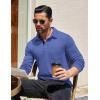 COOFANDY Men’s Long Sleeve Polo Shirt Casual Dress Button Polo T Shirt with Pocket Basic Lightweight Collared Golf Shirt(Blue)