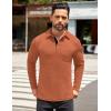 COOFANDY Men’s Long Sleeve Polo Shirt Casual Dress Button Polo T Shirt with Pocket Basic Lightweight Collared Golf Shirt(Caramel)