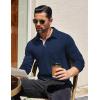 COOFANDY Men’s Long Sleeve Polo Shirt Casual Dress Button Polo T Shirt with Pocket Basic Lightweight Collared Golf Shirt(Dark Blue)