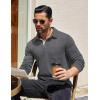 COOFANDY Men’s Long Sleeve Polo Shirt Casual Dress Button Polo T Shirt with Pocket Basic Lightweight Collared Golf Shirt(Dark Grey)