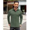 COOFANDY Men’s Long Sleeve Polo Shirt Casual Dress Button Polo T Shirt with Pocket Basic Lightweight Collared Golf Shirt(Deep Army Green)