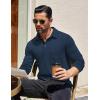 COOFANDY Men’s Long Sleeve Polo Shirt Casual Dress Button Polo T Shirt with Pocket Basic Lightweight Collared Golf Shirt(Deep Blue)