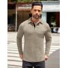 COOFANDY Men’s Long Sleeve Polo Shirt Casual Dress Button Polo T Shirt with Pocket Basic Lightweight Collared Golf Shirt(Khaki)