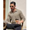 COOFANDY Men’s Long Sleeve Polo Shirt Casual Dress Button Polo T Shirt with Pocket Basic Lightweight Collared Golf Shirt(Khaki)