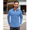 COOFANDY Men’s Long Sleeve Polo Shirt Casual Dress Button Polo T Shirt with Pocket Basic Lightweight Collared Golf Shirt(Light Blue)