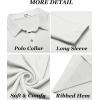 COOFANDY Men’s Long Sleeve Polo Shirt Casual Dress Button Polo T Shirt with Pocket Basic Lightweight Collared Golf Shirt(White)
