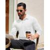 COOFANDY Men’s Long Sleeve Polo Shirt Casual Dress Button Polo T Shirt with Pocket Basic Lightweight Collared Golf Shirt(White)