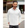 COOFANDY Men’s Long Sleeve Polo Shirt Casual Dress Button Polo T Shirt with Pocket Basic Lightweight Collared Golf Shirt(White)