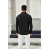 COOFANDY Mens Long Sleeve Polo Shirts Button Casual Tee Collared Work Pullover Shirts(A Black)